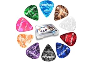 15 Pack Guitar Picks Plectrums with Organizer Storage Box, 0.5 0.75 1.0 mm Includes Thin Medium Heavy Thickness, Variety Colo