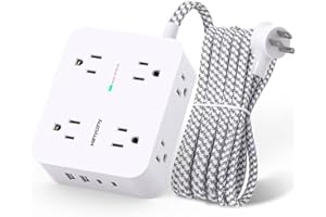 Surge Protector Power Strip - 8 Outlets with 4 USB (2 USB C) Charging Ports, Multi Plug Outlet Extender, 5Ft Braided Extensio