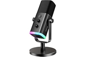 FIFINE USB/XLR Dynamic Microphone for Podcast Recording, PC Computer Gaming Streaming Mic with RGB Light, Mute Button, Headph