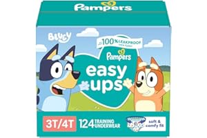 Pampers Easy Ups Boys & Girls Bluey Potty Training Pants - Size 3T-4T, One Month Supply (124 Count), Training Underwear (Pack