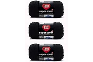 Red Heart Super Saver Black Yarn - 3 Pack of 198g/7oz - Acrylic - 4 Medium (Worsted) - 364 Yards - Knitting/Crochet