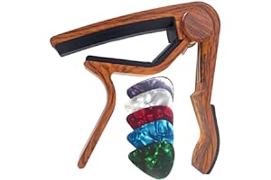 WINGO Guitar Capo for Acoustic and Electric Guitars - Rosewood Color with 5 Picks