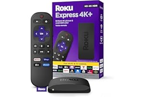 Roku Express 4K+ | Roku Streaming Device 4K/HDR, Roku Voice Remote, Free & Live TV