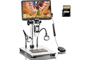 TOMLOV DM9 7" LCD Digital Microscope 1200X, 1080P Coin Microscope Magnifier, 12MP Ultra-Precise Focusing Soldering Microscope