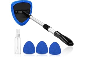 AstroAI Windshield Cleaner, Car Windshield Cleaning Tool Inside with 4 Reusable and Washable Microfiber Pads and Extendable H