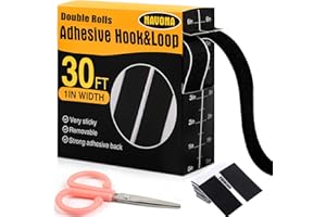 30Ft x 1 Inch Hook and Loop Strips with Adhesive, Double Rolls of Heavy Duty Self Adhesive Tape with Backing, Nylon Self Adhe