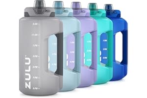 ZULU Goals Large Water Bottle Jug with Time Marker & Handle for All Day Hydration | Silicone Soft Straw with Locking Leak-Pro