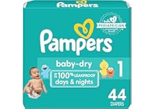 Pampers Baby Dry Diapers - Size 1, 44 Count, Absorbent Disposable Diapers