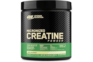 Optimum Nutrition Micronized Creatine Monohydrate Powder, Unflavored, 60 Servings, 300 Grams (Packaging May Vary)