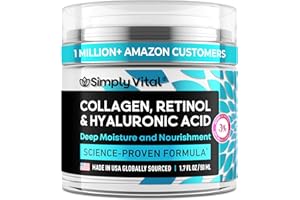 SimplyVital Collagen, Retinol & Hyaluronic Acid Cream - Anti-Aging Face Moisturizer for Face, Neck & Décolleté - Made in USA,