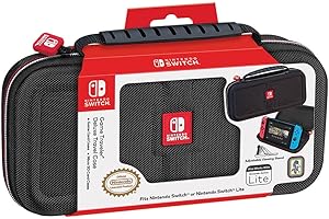 Game Traveler Nintendo Switch Deluxe OLED Case - Also for Switch & Switch Lite, Black Ballistic Nylon, Viewing Stand & Bonus 