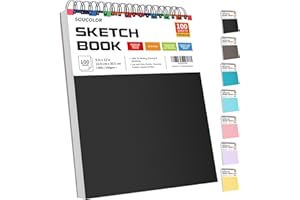 Soucolor 9" x 12" Sketch Book, 1-Pack 100 Sheets Spiral Bound Art Sketchbook, (68lb/100gsm) Acid Free Artist Drawing Book Pap