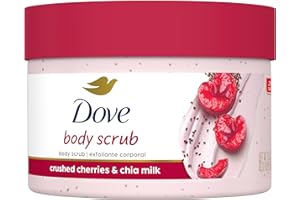 Dove Exfoliating Body Polish Crushed Cherries & Chia Milk Skin Care for Revitalized Skin Formulated with 1/4 Moisturizing Cre