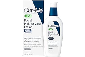 CeraVe PM Facial Moisturizing Lotion, Night Cream with Hyaluronic Acid and Niacinamide, Ultra-Lightweight, Oil-Free Moisturiz