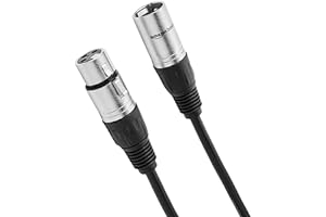 Amazon Basics XLR Male to Female Microphone Cable for Speaker or PA System, All Copper Conductors, 6MM PVC Jacket, 6 Foot, Bl