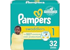 Pampers Baby Diapers - Swaddlers - Size 1, 32 Count, Ultra Soft Disposable Infant Diaper