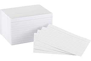 Amazon Basics Heavy Weight Ruled Lined Index Cards, 300 Count, 100 Pack of 3, White, 3 x 5 Inch Card