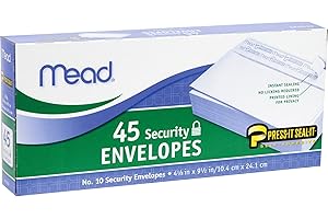 Mead #10 Envelopes, Security Printed Lining for Privacy, Press-It Seal-It Self Adhesive Closure, All-Purpose 20-lb Paper, 4-1