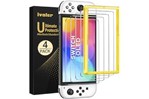 ivoler 4-Pack Tempered Glass Screen Protector Designed for Nintendo Switch OLED Model 2021&2023 with [Alignment Frame] Transp