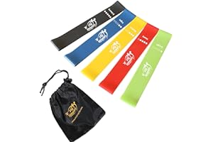 Fit Simplify Resistance Loop Exercise Bands with Instruction Guide and Carry Bag, Set of 5