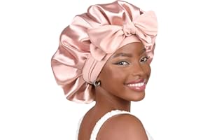 YANIBEST Silk Bonnet for Sleeping Women Satin Bonnet Double Layer Satin Lined Hair Bonnet with Tie Band Curly Hair