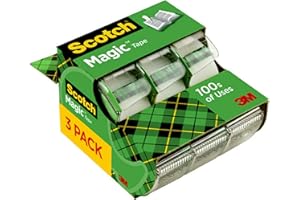 Scotch Magic Tape, Repair Christmas Cards and Use as Holiday Gift Wrap Supplies for Christmas, 3/4 x 300 Inches, 3 Dispensere