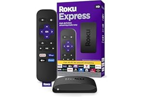 Roku Express | HD Roku Streaming Device with Standard Remote (no TV controls), Free & Live TV