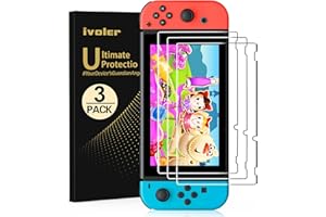 ivoler 3-Pack Screen Protector Tempered Glass for Nintendo Switch 6.2'', Transparent HD Clear Anti-Scratch Screen Protector C