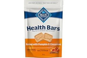 Blue Buffalo Health Bars Crunchy Dog Biscuits, Oven-Baked With Natural Ingredients, Pumpkin & Cinnamon, 16-oz Bag