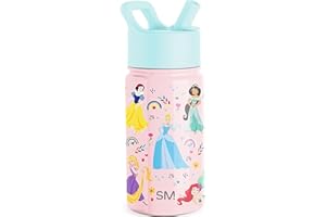 Simple Modern Disney Princess Kids Water Bottle with Straw Lid | Reusable Insulated Stainless Steel Cup for Girls, School | S