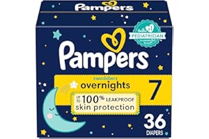 Pampers Overnight Diapers - Swaddlers Overnights - Size 7, 36 Count, Disposable Baby Diaper, Night Time Skin Protection