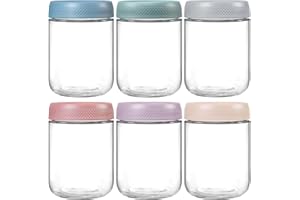 NETANY 6-pack 16 oz Overnight Oats Containers with Lids, Glass jars with Airtight Lids, Wide mouth Mason Salad jars, Glass Fo