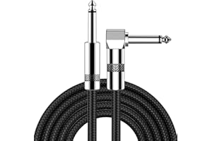 New bee Guitar Cable 10ft Electric Instrument Bass AMP Cord for Electric Mandolin, Pro Audio (Right Angle to Straight, Black)