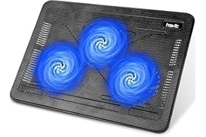 havit HV-F2056 15.6"-17" Laptop Cooler Cooling Pad - Slim Portable USB Powered (3 Fans), Black/Blue