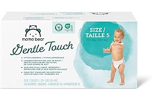 Amazon Brand - Mama Bear Gentle Touch Diapers, Hypoallergenic, Size 5, 132 Count (4 packs of 33), White