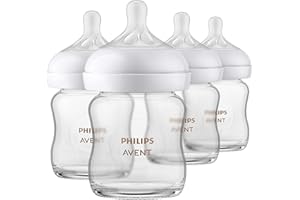 Philips AVENT Glass Natural Baby Bottle with Natural Response Nipple, Clear, 4oz, 4pk, SCY910/04