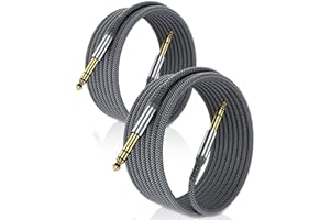 Elebase 1/4 Inch TRS Instrument Guitar Cable 10ft 2Pack,Straight 6.35mm Guitar Bass AMP Cord,Quarter Inch 6.3mm Male Jack Ste