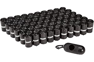 Amazon Basics Dog Poop Leak Proof Bags with Dispenser and Leash Clip, Unscented, 300 Count, 20 Pack of 15, Black, 13 x 9 Inch