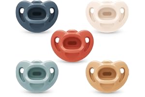 NUK Comfy Orthodontic Pacifiers, 0-6 Months, Timeless Collection, 5 Count (Pack of 1)