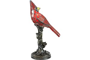 RIVER OF GOODS Stained Glass Bird Accent Lamp - 8" W x 13.5" H - Tiffany Style Table Lamps for Home, Office Desk, Bedroom, Ni