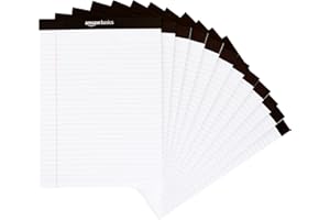 Amazon Basics Wide Ruled Lined Writing Note Pads, 8.5 inch x 11.75 inch, White, 12 Count (12 Pack of 50)