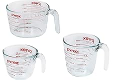 Pyrex 3 Piece Measuring Cup Set, Includes 1, 2, and 4 Tempered Glass Liquid Measuring Cups, Dishwasher, Freezer, Microwave, a