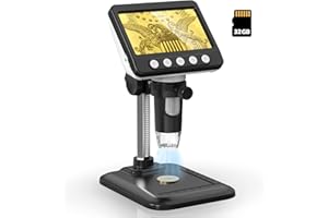 Digital Microscope, 4.3" LCD USB Coin Microscope, 1000X 1080P Error Coin Magnifier with 8 Adjustable LED Lights, PC View, Com