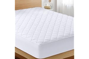 Utopia Bedding Quilted Fitted Mattress Pad (Queen), Elastic Fitted Mattress Protector, Mattress Cover Stretches up to 16 Inch