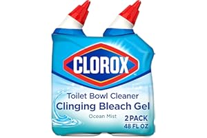 Clorox Toilet Bowl Cleaner, Clinging Bleach Gel, Ocean Mist - 24 Ounces, Pack of 2