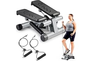 Sunny Health & Fitness Mini Steppers for Exercise at Home, Stair Step Workout Machine with Optional Resistance Bands, Full Bo