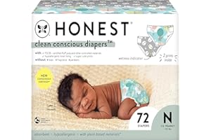 The Honest Company Clean Conscious Diapers | Plant-Based, Sustainable | Above It All + Pandas | Club Box, Size Newborn, 72 Co