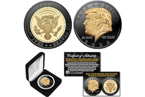 Merrick Mint Donald Trump 2024 Save America USA One-Full Ounce Coin Black Ruthenium & Gold Tribute Coin with Certificate and 