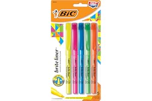 BIC Brite Liner Highlighters, Chisel Tip, 5-Count Pack of Highlighters Assorted Colors, Ideal Highlighter Set for Organizing 