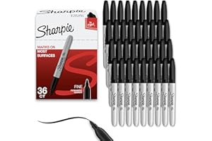 Sharpie Permanent Markers Bulk Set, Fine Tip Markers Set, Markers For Plastic, Metal, Wood, And More, Black, 36 Count